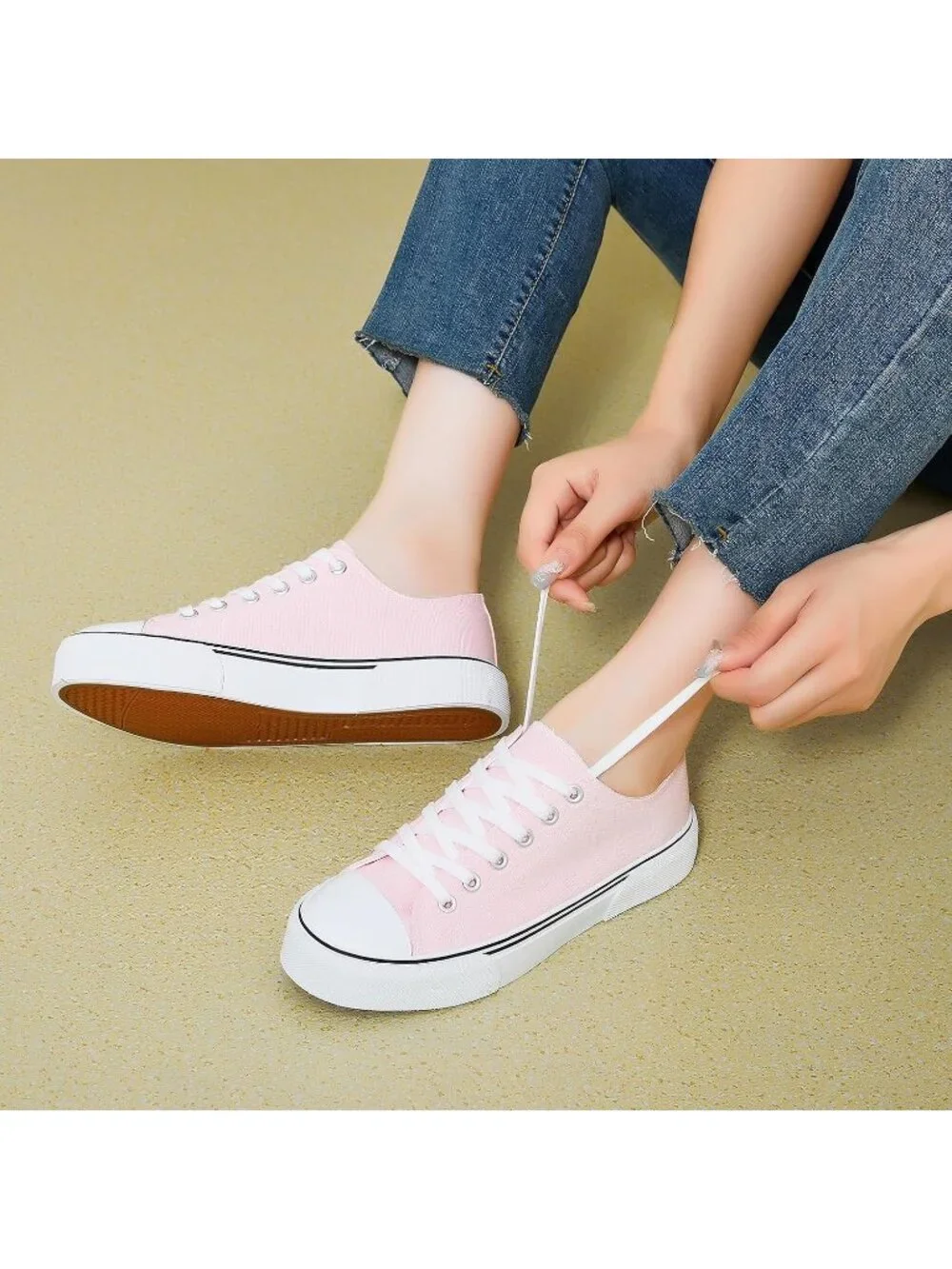 Women's Pink Lightweight Low Top Canvas Slip On Casual Fashion Sneakers